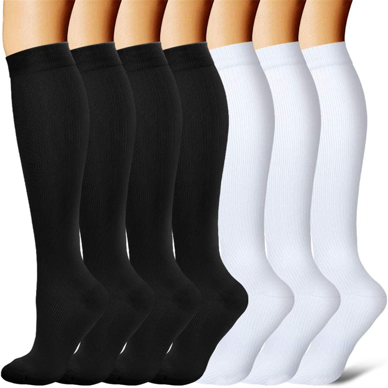 Sock Garter Men - 7 ペア圧縮ソックス女性男性膝高妊娠浮腫糖尿病静脈瘤ランニングサイクリングスポーツソックスナースソックス