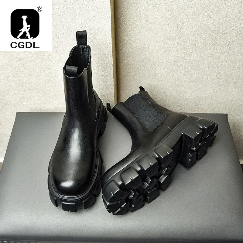 Men Formal Wear With Boots - メンズ本革アンクルブーツ,厚底ブーツ,ヴィンテージスタイル,ハイトップドレスシューズ,カジュアル,ファッショナブル